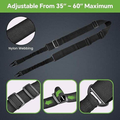 Hantoptik Rifle Sling Two Point Adjustable Length Gun Sling for Rifle with 2 Pack Sling Swivel for M-Rail,1 Shoulder Pads,1 Sling Attachment Ring and 1 Adustable D-Ring Loop Shoulder Strap in Kuwait