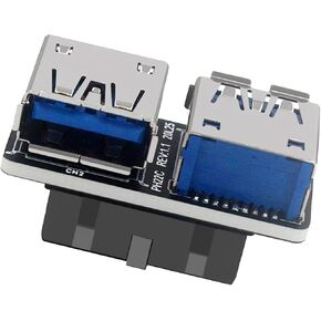 محول منفذ USB 3.0 19/20 Pin إلى USB 3.0 A أنثى مزدوج - توسيع داخلي رأسي للوحة الأم للكمبيوتر الشخصي (أ) in Kuwait