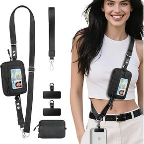 TiMOVO Clip and Go Phone Strap Crossbody with Detachable Wallet, RFID Blocking, Adjustable Anti-Theft Phone Lanyard in Kuwait
