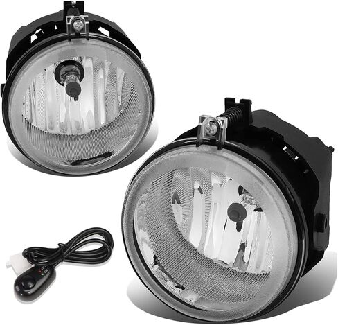 Auto Dynasty Fog Lights Assembly Compatible with 2005-2010 Chrysler Dodge Jeep Sebring Town & Country Caravan Compass, Fog Lamp with Switch Replacement, Driver Passenger Side, Black Housing Smoke Lens in Saudi Arabia