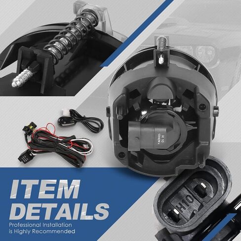 Auto Dynasty Fog Lights Assembly Compatible with 2005-2010 Chrysler Dodge Jeep Sebring Town & Country Caravan Compass, Fog Lamp with Switch Replacement, Driver Passenger Side, Black Housing Smoke Lens in Saudi Arabia