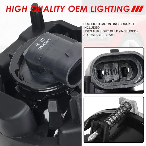 Auto Dynasty Fog Lights Assembly Compatible with 2005-2010 Chrysler Dodge Jeep Sebring Town & Country Caravan Compass, Fog Lamp with Switch Replacement, Driver Passenger Side, Black Housing Smoke Lens in Saudi Arabia