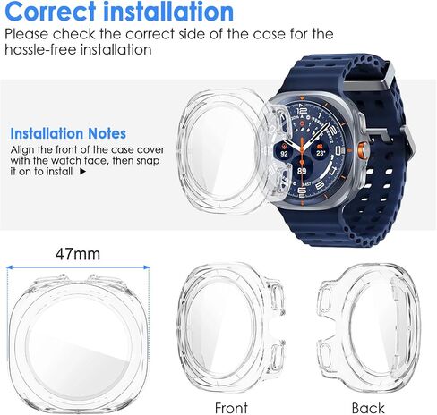 TENOC Watch Case Compatible with Samsung Galaxy Watch 8 Ultra 47mm, Clear Protective Cover Built-in Tempered Glass Screen Protector for Women Men in Saudi Arabia