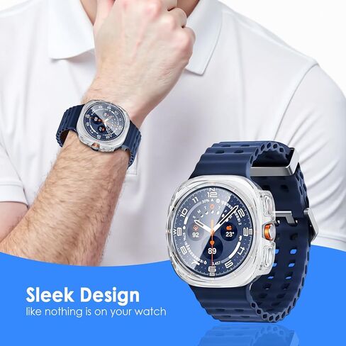 TENOC Watch Case Compatible with Samsung Galaxy Watch 8 Ultra 47mm, Clear Protective Cover Built-in Tempered Glass Screen Protector for Women Men in Saudi Arabia
