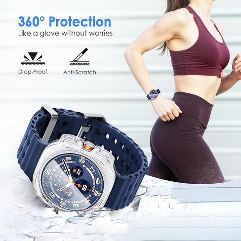 TENOC Watch Case Compatible with Samsung Galaxy Watch 8 Ultra 47mm, Clear Protective Cover Built-in Tempered Glass Screen Protector for Women Men in Saudi Arabia