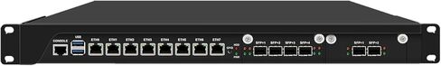 جهاز جدار الحماية HUNSN 1U، OPNsense، VPN، Xeon E 2126G، RJ67، C246، 8 x 2.5GbE 226-V LAN، 4 x SFP+ 10GbE X710، 2 ​​x SFP+ 82599ES، GPIO، 0 RAM، 0 تخزين، Barebone بدون نظام in Kuwait