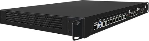 جهاز جدار الحماية HUNSN 1U، OPNsense، VPN، Xeon E 2126G، RJ67، C246، 8 x 2.5GbE 226-V LAN، 4 x SFP+ 10GbE X710، 2 ​​x SFP+ 82599ES، GPIO، 0 RAM، 0 تخزين، Barebone بدون نظام in Kuwait