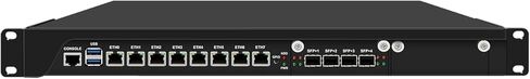 جهاز جدار الحماية HUNSN 1U، OPNsense، VPN، أجهزة أمان الشبكة، Xeon E 2126G، RJ67، C246، 8 x 2.5GbE 226-V LAN، 4 x SFP+ 10GbE X710، 0 RAM، 0 تخزين، Barebone بدون نظام in Kuwait