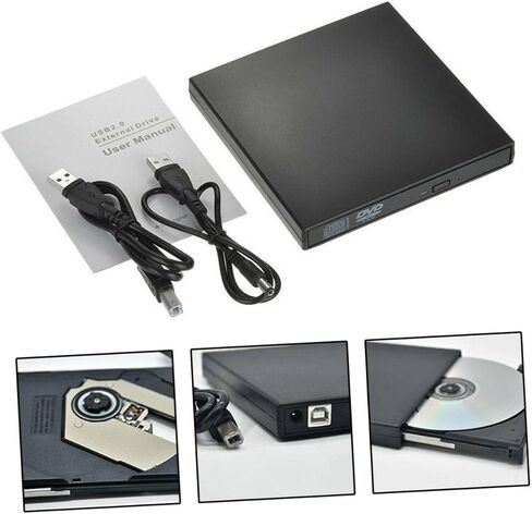 NUOBESTY Portable USB External CD Writer Rw Optical Drive for Laptop and Desktop Compact Plug and Play Disc Burner Supporting CD Vcd DVD Playback Black in Kuwait