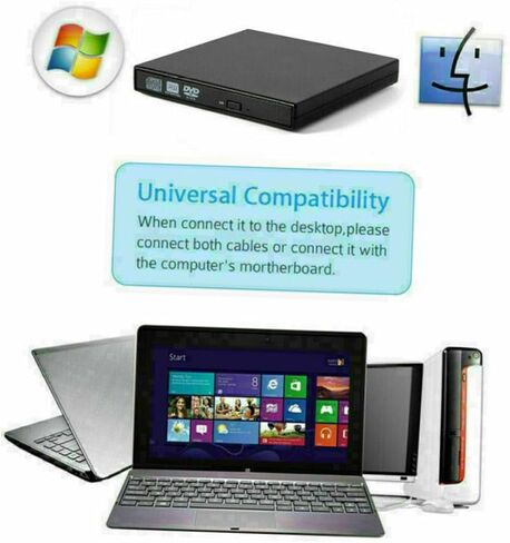 NUOBESTY Portable USB External CD Writer Rw Optical Drive for Laptop and Desktop Compact Plug and Play Disc Burner Supporting CD Vcd DVD Playback Black in Kuwait