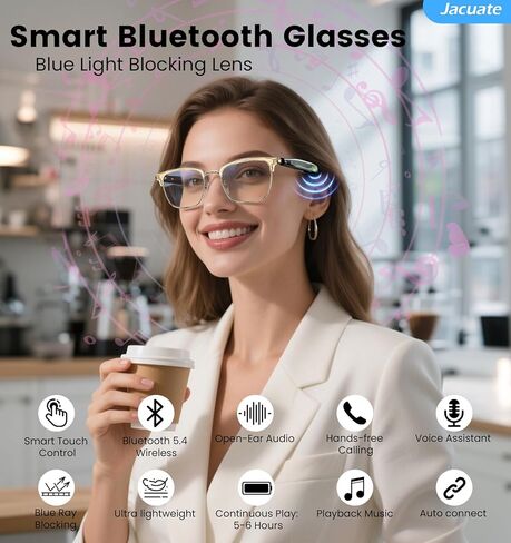 نظارات بلوتوث صوتية ذكية للرجال والنساء، نظارات أمان مضادة للضوء الأزرق مع مكبر صوت مفتوح للأذن، تحكم باللمس، مساعد صوتي ومكالمات بدون استخدام اليدين، شحن مغناطيسي، تصميم مفتوح للتشغيل/الإيقاف التلقائي in Kuwait