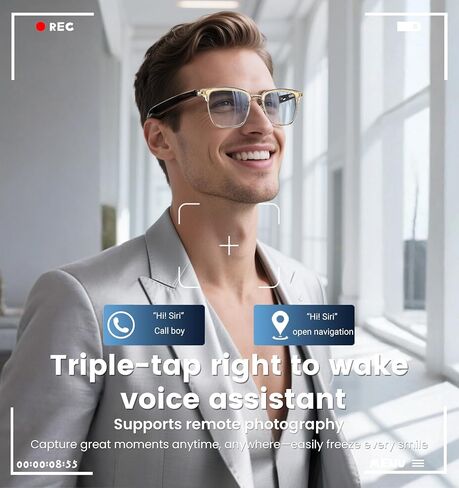 نظارات بلوتوث صوتية ذكية للرجال والنساء، نظارات أمان مضادة للضوء الأزرق مع مكبر صوت مفتوح للأذن، تحكم باللمس، مساعد صوتي ومكالمات بدون استخدام اليدين، شحن مغناطيسي، تصميم مفتوح للتشغيل/الإيقاف التلقائي in Kuwait