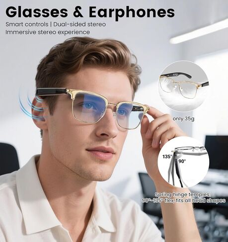 نظارات بلوتوث صوتية ذكية للرجال والنساء، نظارات أمان مضادة للضوء الأزرق مع مكبر صوت مفتوح للأذن، تحكم باللمس، مساعد صوتي ومكالمات بدون استخدام اليدين، شحن مغناطيسي، تصميم مفتوح للتشغيل/الإيقاف التلقائي in Kuwait