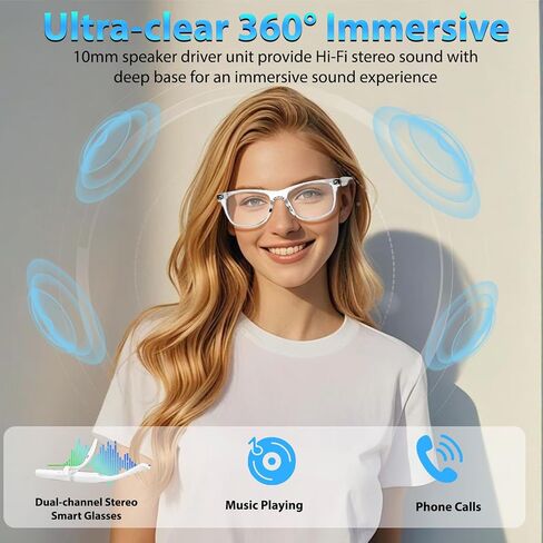 AI Smart Glasses for Men Women - Bluetooth 5.4 with Chat GPT, Blue Light Filtering Lenses, Translation Glasses with 144 Languages & Accents for Travel Meeting Trade Business, Black in Saudi Arabia