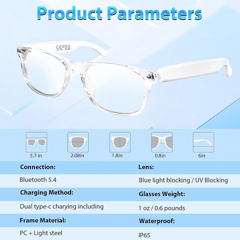 AI Smart Glasses for Men Women - Bluetooth 5.4 with Chat GPT, Blue Light Filtering Lenses, Translation Glasses with 144 Languages & Accents for Travel Meeting Trade Business, Black in Saudi Arabia
