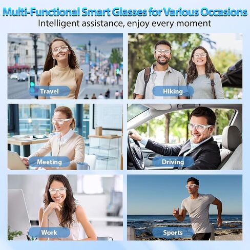 AI Smart Glasses for Men Women - Bluetooth 5.4 with Chat GPT, Blue Light Filtering Lenses, Translation Glasses with 144 Languages & Accents for Travel Meeting Trade Business, Black in Saudi Arabia