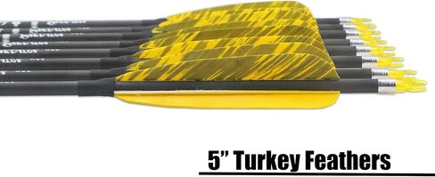 30inch Hunting Carbon Archery Arrows with 5" Turkey Feathers Spine 300/400/500 for Recurve & Long Bow (Pack of 12) in Saudi Arabia