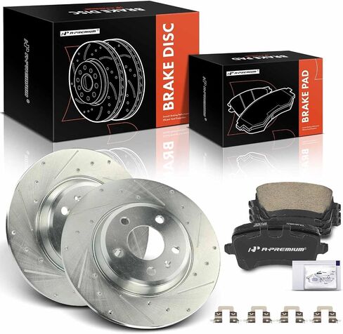A-Premium 12.60 inch (320mm) Front Vented Disc Brake Rotors + Ceramic Pads Kit Compatible with Select Audi Models - A4, A4 Quattro, Q5, A5, A5 Quattro, A6 Quattro, A7 Quattro, Allroad, S5, 6-PC Set in Saudi Arabia