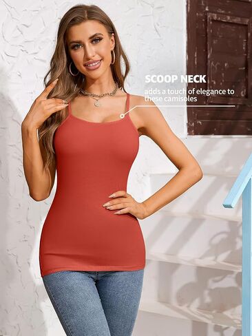 attraco women 3 pack cotton camisoles wtih shelf bra applable tops tops tops tops spaghetti spaghetti in Saudi Arabia