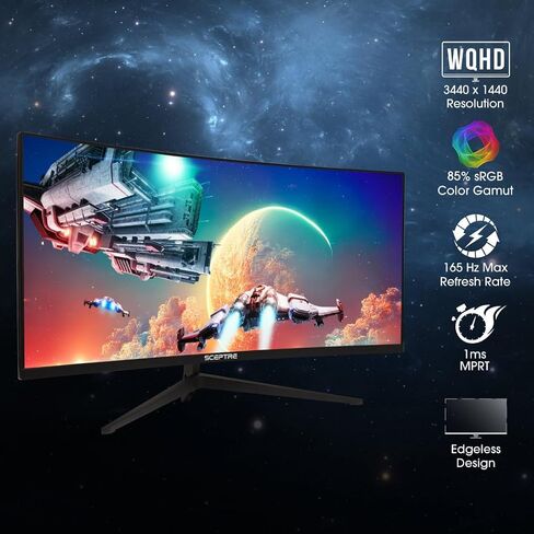 34-Inch Curved Ultrawide WQHD Gaming Monitor 3440 x 1440 R1500 up to 180Hz DisplayPort x2 99% sRGB 1ms, Machine Black 2025 (C345B Series) in Saudi Arabia