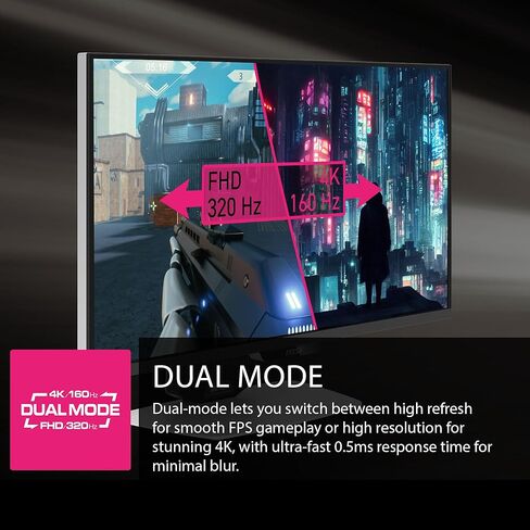 شاشة ألعاب MSI MPG 274URDFW E16M مقاس 27 بوصة 3840 × 2160 (UHD)، 160 هرتز، مزامنة AMD Adaptive Sync، HDR جاهز، HDMI، منفذ VGA، قابل للتركيب، قابل للإمالة، إطار نحيف من 4 جوانب، 0.5 مللي ثانية، أبيض in Saudi Arabia