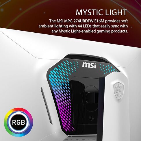 شاشة ألعاب MSI MPG 274URDFW E16M مقاس 27 بوصة 3840 × 2160 (UHD)، 160 هرتز، مزامنة AMD Adaptive Sync، HDR جاهز، HDMI، منفذ VGA، قابل للتركيب، قابل للإمالة، إطار نحيف من 4 جوانب، 0.5 مللي ثانية، أبيض in Saudi Arabia