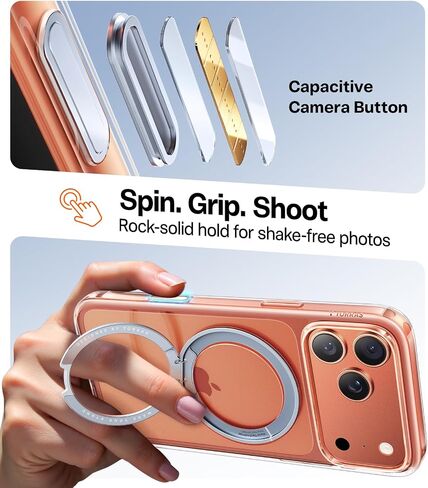 TORRAS Upgrade 360 Magnetic Stand for iPhone 17 PRO Case with Camera Control Button, Fit for MagSafe, Mil-Grade Protection, Slim Soft Edge Translucent Back for iPhone 17Pro 6.3 inch, Deep Blue in Saudi Arabia