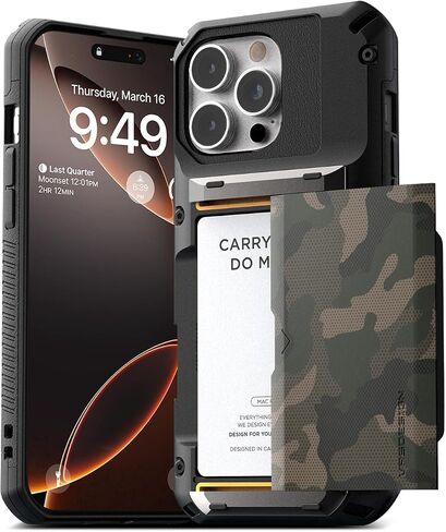 VRS DESIGN Damda Glide Pro Card Holder Case for iPhone 17 Pro Max (2025), Sturdy Semi Auto Card Slot Wallet [4 Cards] Case Designed for iPhone 17 Pro Max (2025) Matte Black in Saudi Arabia