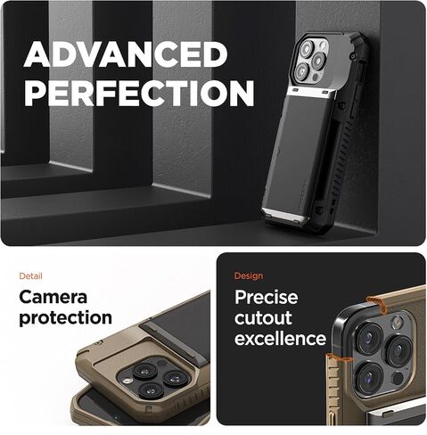 VRS DESIGN Damda Glide Pro Card Holder Case for iPhone 17 Pro Max (2025), Sturdy Semi Auto Card Slot Wallet [4 Cards] Case Designed for iPhone 17 Pro Max (2025) Matte Black in Saudi Arabia