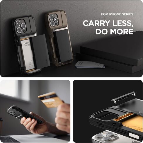 VRS DESIGN Damda Glide Pro Card Holder Case for iPhone 17 Pro Max (2025), Sturdy Semi Auto Card Slot Wallet [4 Cards] Case Designed for iPhone 17 Pro Max (2025) Matte Black in Saudi Arabia