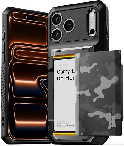 VRS DESIGN Damda Glide Pro Card Holder Case for iPhone 17 Pro Max (2025), Sturdy Semi Auto Card Slot Wallet [4 Cards] Case Designed for iPhone 17 Pro Max (2025) Matte Black in Saudi Arabia