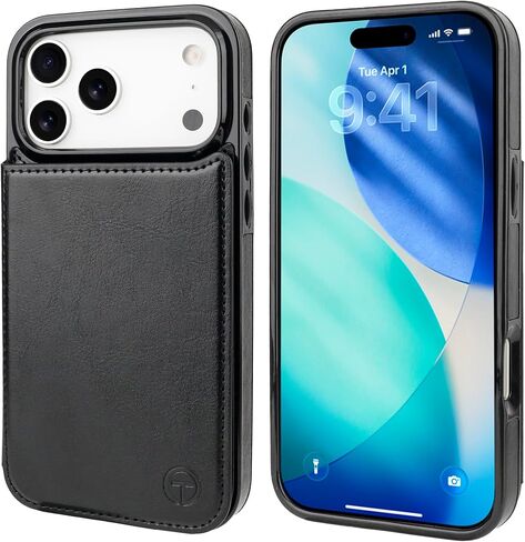 ONETOP Compatible with Magsafe for iPhone 17 Pro Max Wallet Case with Card Holder, PU Leather Kickstand RFID Blocking Case, Double Magnetic Clasp and Durable Shockproof Cover 6.9 Inch (Black) in Saudi Arabia
