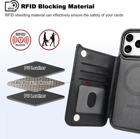 ONETOP Compatible with Magsafe for iPhone 17 Pro Max Wallet Case with Card Holder, PU Leather Kickstand RFID Blocking Case, Double Magnetic Clasp and Durable Shockproof Cover 6.9 Inch (Black) in Saudi Arabia