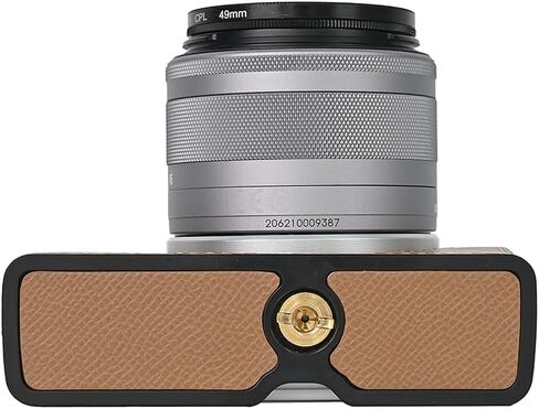 حافظة M200، حقيبة كاميرا من جلد البولي يوريثان، غطاء نصف هيكل لكاميرا Canon Eos M200 مع حزام معصم يدوي (بني) in Kuwait