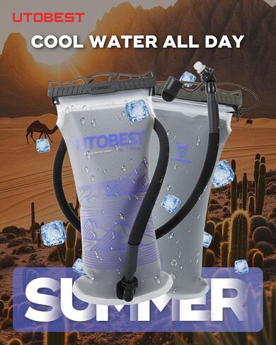 UTOBEST Insulated Water Bladder Hydration Bladder For Hiking Backpack | 3-Layer Insulated TPU Body,BPA Free,Insulated tube with Sleeve Cover,360 rotatable Bite Valve,keep water cold up to 12hours in Saudi Arabia