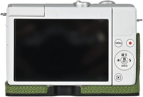 حافظة M200، حقيبة كاميرا من جلد البولي يوريثان، غطاء نصف هيكل لكاميرا Canon Eos M200 مع حزام معصم يدوي (بني) in Kuwait