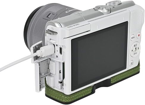 حافظة M200، حقيبة كاميرا من جلد البولي يوريثان، غطاء نصف هيكل لكاميرا Canon Eos M200 مع حزام معصم يدوي (بني) in Kuwait