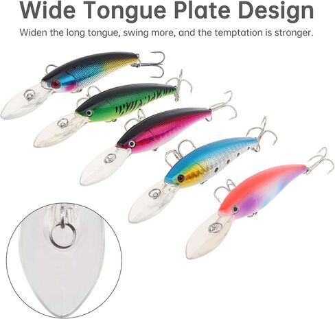 5pcs Fishing Lures Crankbaits, Fishing Hard Baits Swimbaits Minnow Bass Topwater Lures for Trout Bass Perch in Saudi Arabia