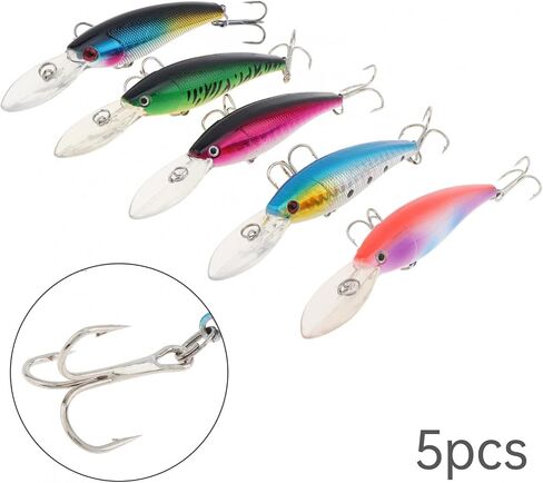 5pcs Fishing Lures Crankbaits, Fishing Hard Baits Swimbaits Minnow Bass Topwater Lures for Trout Bass Perch in Saudi Arabia