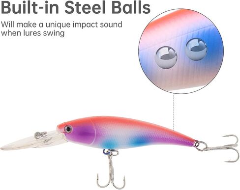 5pcs Fishing Lures Crankbaits, Fishing Hard Baits Swimbaits Minnow Bass Topwater Lures for Trout Bass Perch in Saudi Arabia