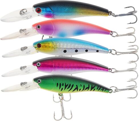 5pcs Fishing Lures Crankbaits, Fishing Hard Baits Swimbaits Minnow Bass Topwater Lures for Trout Bass Perch in Saudi Arabia