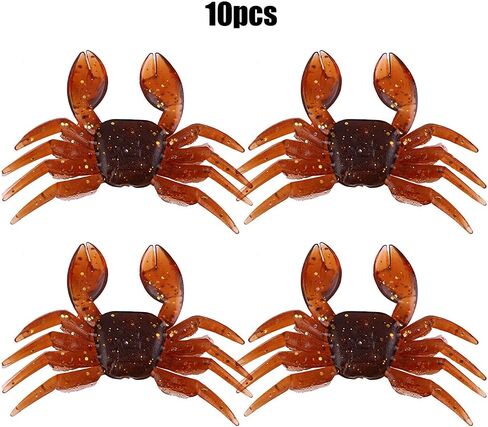Crab Fishing Lure Kit, 10 PCS Fishing Crab Lures Artificial Bait Fishing Tackle, Artificial Plastic Soft Crab Lure 3D Simulation Freshwater Fishing Bait (Brown) in Saudi Arabia