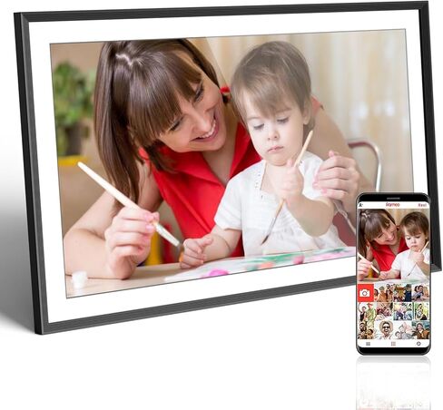 Frameo Digital Photo Frame with 32GB Memory,10.1 Inch WiFi Smart Digital Picture Frame with HD IPS Touch Screen,Auto-Rotate,Send Pictures from Anywhere via Frameo APP(Wood Effect) in Kuwait