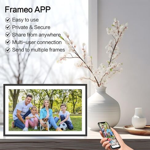 Frameo Digital Photo Frame with 32GB Memory,10.1 Inch WiFi Smart Digital Picture Frame with HD IPS Touch Screen,Auto-Rotate,Send Pictures from Anywhere via Frameo APP(Wood Effect) in Kuwait