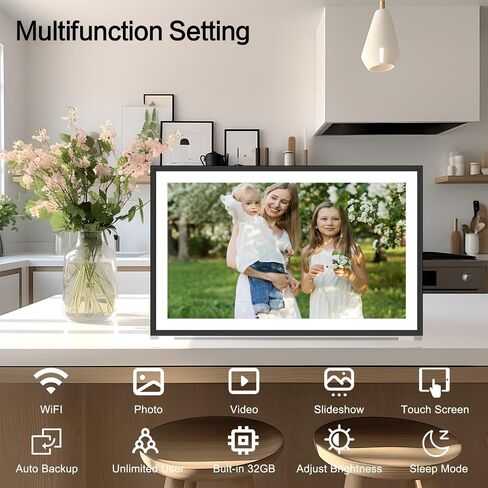 Frameo Digital Photo Frame with 32GB Memory,10.1 Inch WiFi Smart Digital Picture Frame with HD IPS Touch Screen,Auto-Rotate,Send Pictures from Anywhere via Frameo APP(Wood Effect) in Kuwait