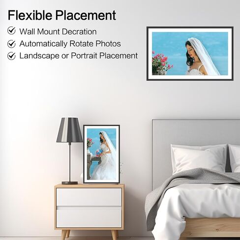 Frameo Digital Photo Frame with 32GB Memory,10.1 Inch WiFi Smart Digital Picture Frame with HD IPS Touch Screen,Auto-Rotate,Send Pictures from Anywhere via Frameo APP(Wood Effect) in Kuwait