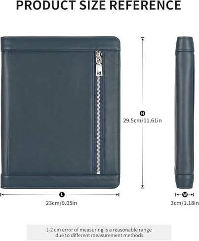 محفظة من الجلد الأصلي من Augus مع سحاب للرجال/النساء، Padfolio Business Resume A4/Pad، منظم المجلدات، مع جيب للمستندات، نافذة لبطاقة الهوية، فتحات للبطاقات، حاملات أقلام (أحمر بني) in Kuwait