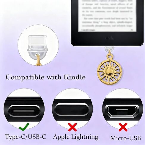 سحر لملحقات القارئ الإلكتروني الساحرة من Kindle Dust Plug Charm، متوافقة مع منافذ شحن الهاتف من النوع C للهواتف اللوحية Kindle، هدايا للأم والمعلم والأصدقاء ومحبي الكتب in Kuwait