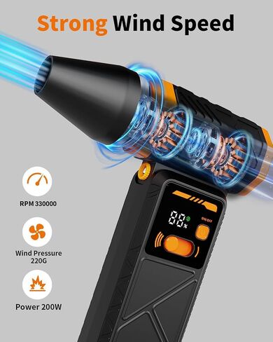 Compressed Air Duster,330,000 RPM Electric Air Duster with Digital Display,Rechargeable Cordless Air Blower Adjustable Stepless Contorl,Handheld Dust Blower for Computer,Keyboard,House,Outdoor&Car in Saudi Arabia