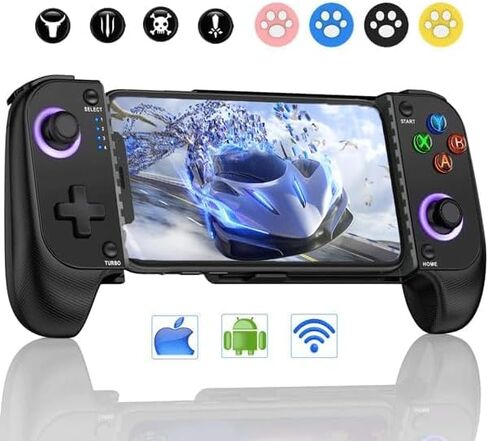 وحدة تحكم ألعاب الهاتف المحمول AXYBCOOL لأجهزة iPhone/Android، وحدة تحكم هاتف لاسلكية مع دعم حافظة الهاتف، وحدة تحكم الألعاب تدعم ممر الألعاب، Steam Link، Minecraft (أسود-2، M) in Saudi Arabia